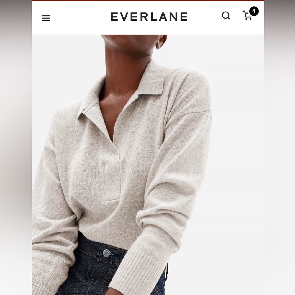 Everlane cashmere polo sweater oatmeal/light beige Medium